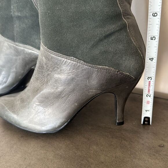 Gianni Bini Marlow Suede Leather Gray/Green Knee-High Boots Women's Size 6M GUC - Picture 6 of 14